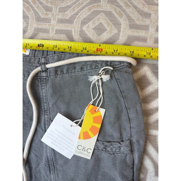 C&C California Gray Linen Cropped Pants Rope Belt Women’s Size XL Casual Boho - Picture 5 of 9